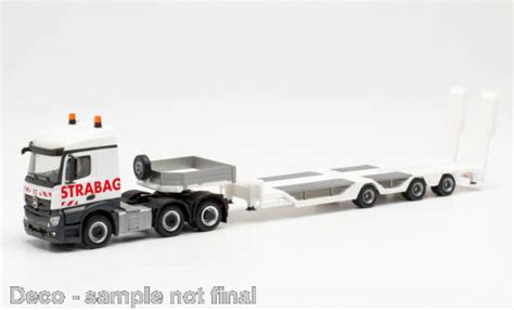 Miniature Mercedes Actros 1 87 Herpa Streamspace 2 5 STRABAG Goldhofer