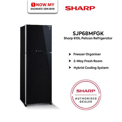 SHARP 610L Top Mount Freezer Inverter Pelican Refrigerator SJP68MFGK