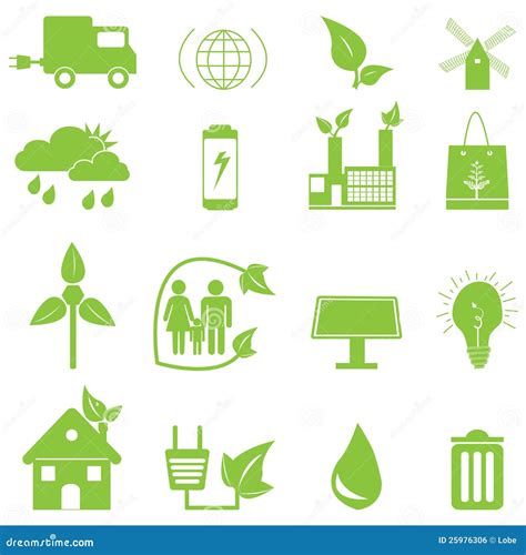 Iconos Verdes De La Ecología Ilustración del Vector Ilustración de