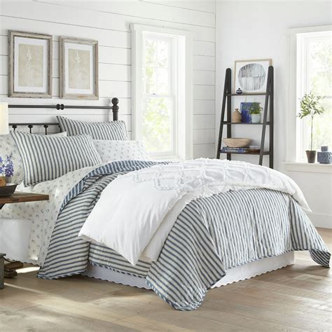 Stone Cottage Willow Way Ticking Stripe Navy Twin Quilt Set Walmart