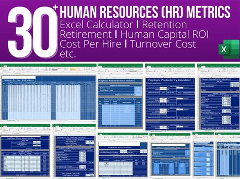 30 Human Resources HR Metrics ǀ Excel Calculator ǀ Human Capital ROI ǀ ...