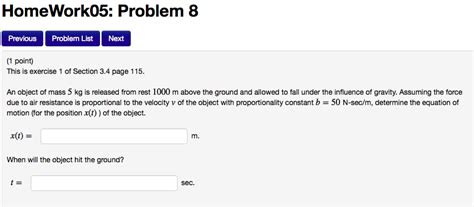 Solved An object of mass 5 kg is released from rest 1000 m | Chegg.com