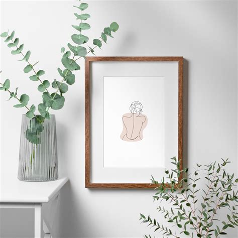 Neutral Minimalist Naked Women Line Art Nude Woman Body Line Minimal Modern Home Decor Beige