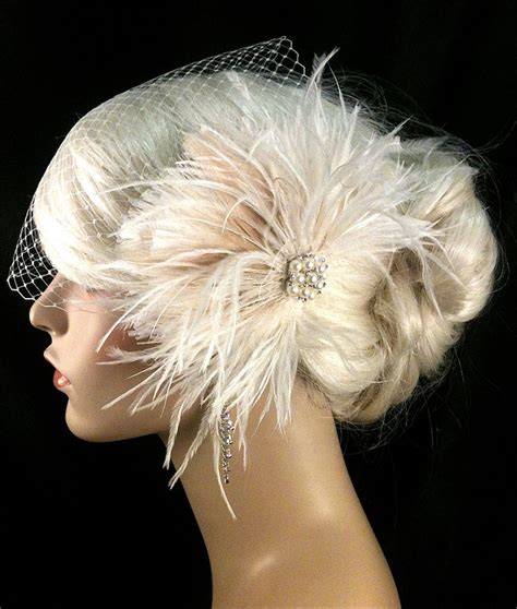 Bridal Fascinator Feather Wedding Head Piece Feather Etsy