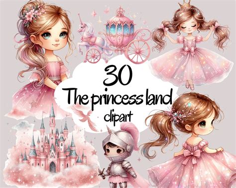 Watercolor Pink Princess Clipart Little Princess Clipart Fairytale