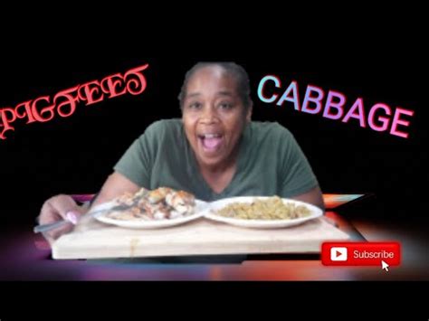 PIGS FEET PIG TAILS FRIED CABBAGE WITH BACON SOUL FOOD MUKBANG