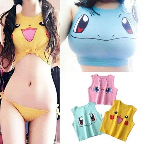 Kawaii Harajuku Pokemon Pikachu Crop Tops Printed Tank Tops Crop Top