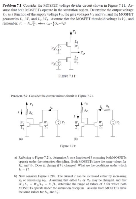 Solved Cousider The Mosfet Voltage Divider Circuit Shown In