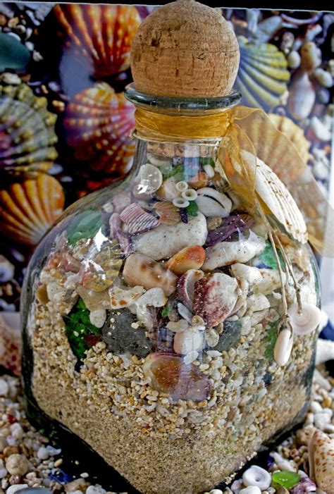 Beach In A Bottle Patron Shells Beach Sand Seaglass Bottle Crafts