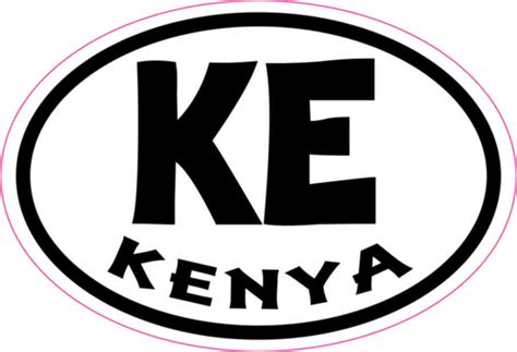 3in x 2in Oval KE Kenya Sticker Vinyl Cup Decal Bumper Stickers