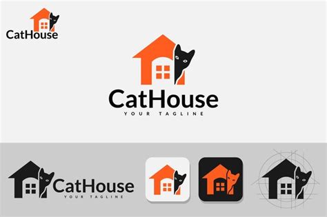 El Logo De Una Casa De Gatos Con Un Gato En El Techo Vector Premium