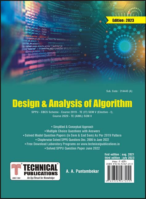 Design And Analysis Of Algorithm For Sppu 19 Course Te Sem V It Technical Publications