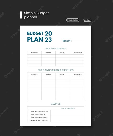 Premium Vector Simple Budget Planner Template 02