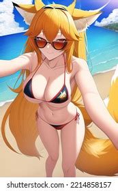 Bikini Anime Fox Girl Beach Stock Illustration 2214858157 Shutterstock