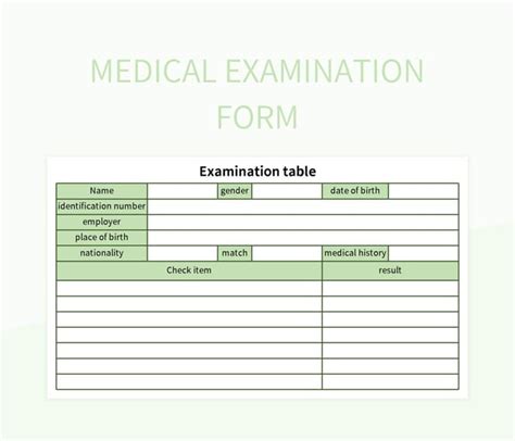 Medical Examination Form Excel Template And Google Sheets File For Free