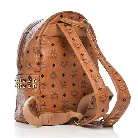 Mcm Visetos Small Side Stud Stark Backpack Cognac 514147