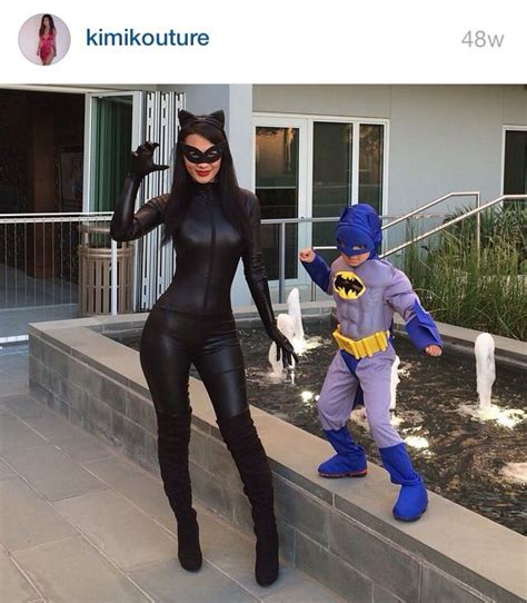 Cat Woman And Batman Mom Halloween Costumes Celebrity Halloween