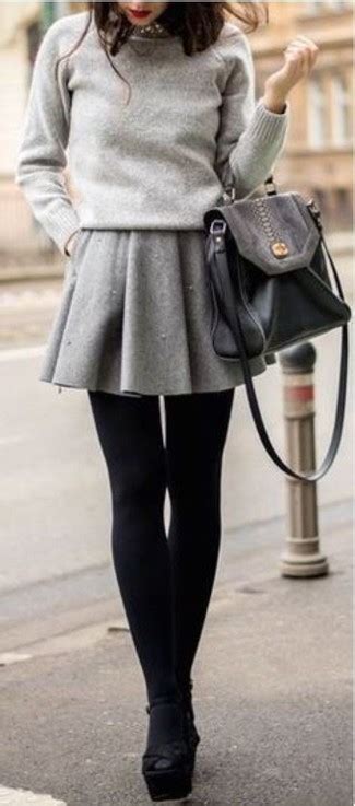 Skater Skirt Outfits With Tights