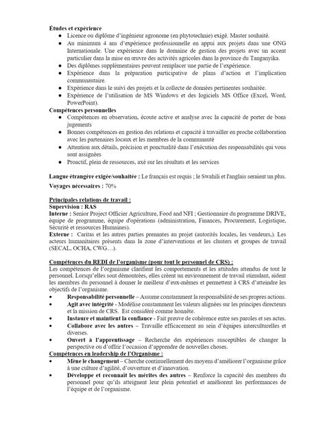 Le Catholic Relief Services Recrute Un E Charg E De Projet