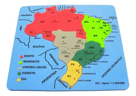 Mapa Do Brasil Eva Pedag Gico Quebra Cabe A Geografia Educa Mercadolivre