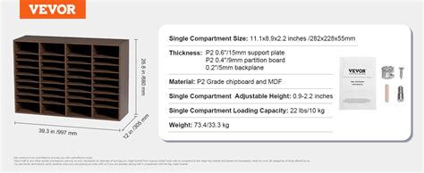 VEVOR Briefablage 36 Fächer Organizer aus MDF Dokumentenablage Vintage