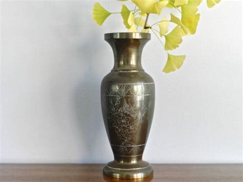 Large Brass Vase Heavy Antique Decorative Flower Tall Brass Etsy Brass Vase Vase Antiques