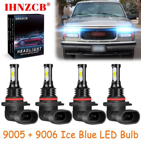 IHNZCB 9005 9006 For Gmc K1500 K2500 Suburban Ice Blue Led Headlights