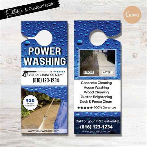 Front & Back Pressure Washing Door Hanger Template, Exterior Cleaning ...