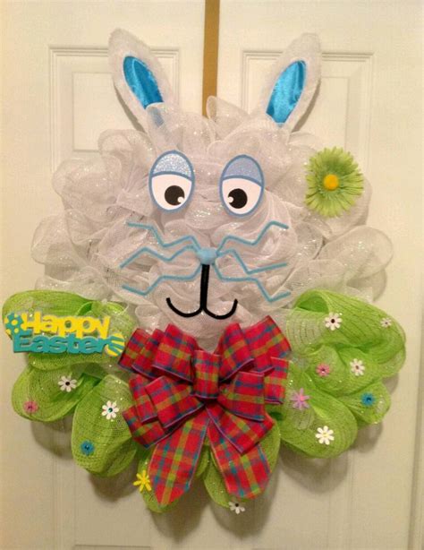 Easter Deco Mesh Wreath Spring Deco Mesh Wreath Easter Bunny Etsy