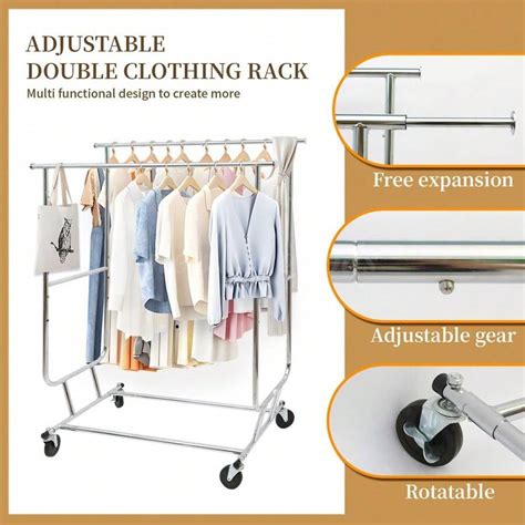 Heavy Duty Garment Rack Rolling Clothes Rack Collapsible Clothing Rack