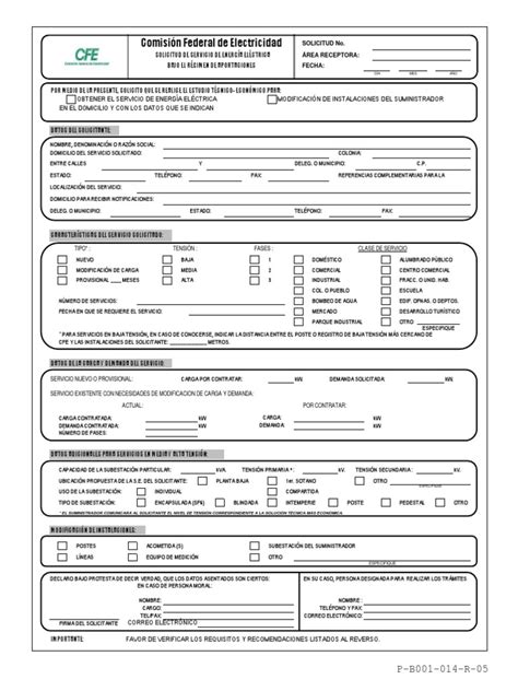 Solicitud De Energia Electrica Cfe Pdf Ingenieria Eléctrica