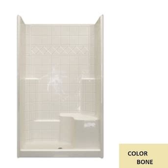 Laurel Mountain Benton Low Threshold Bone 3-Piece 36-in x 48-in x 80-in Base/Wall Alcove Shower ...