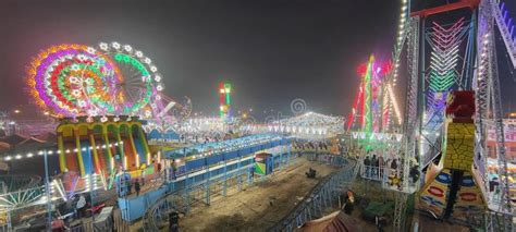 beautiful indian festival mela night lighting   ground  dian