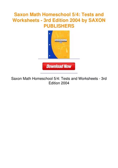 PPT Saxon Math Homeschool 5 4 Tests And Worksheets 3rd Edition