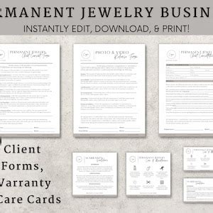 Permanent Jewelry Business Starter Kit Permanent Jewelry Consent Forms