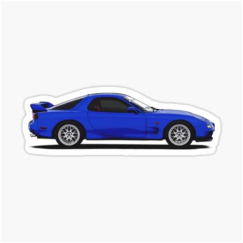 Blue Japanese Rotary Powered Sports Car Profile Fd Sticker By