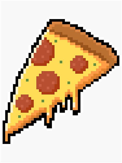 Pixel Art Pizza Junk Food Pepperoni With Melted Cheese Sticker By