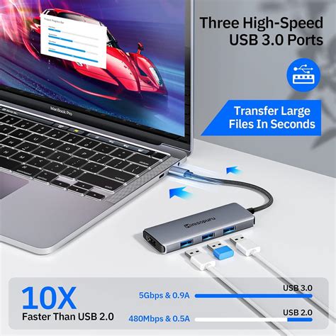 Adaptador Multipuerto Usb C Hub Minisopuru Usb C Dock Para Portátil Adaptador Usb C 7 En 1 Con