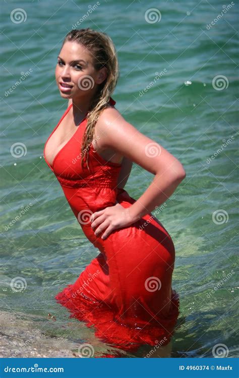Blonde Girl With Wet Dress Stock Images Image