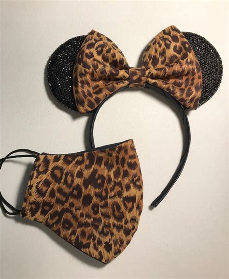 Minnie Cheetah Bowcheetah Mask Setminnie Headband Ear Etsy Cheetah Bow Minnie Ears Headband