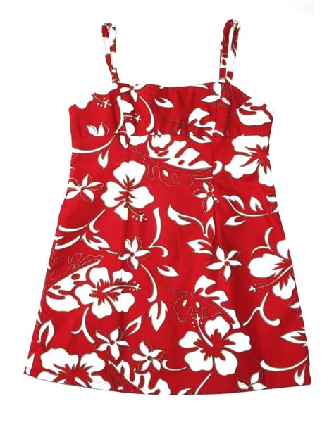 Girls Hawaiian Dress Spaghetti Straps Classic Hibiscus Pareo Hawaiian