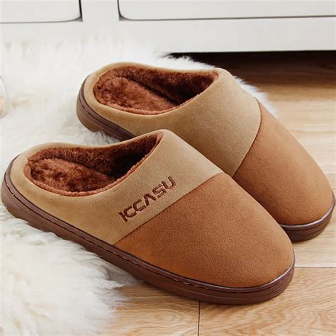 Home Slippers for men Soft Indoor shoes 2019 Hot Flock Warm Winter Mens ...