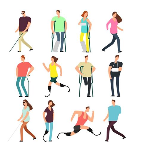 Disabled Persons Vector Cartoon Characters Set Handicapped People Iso By Microvector