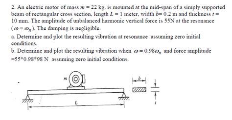 An Electric Motor Of Mass M 22 Kg Is Mounted At