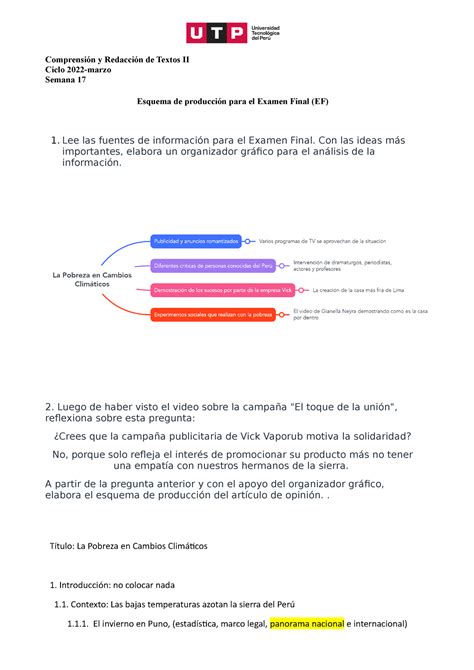 S Formato Para El Esquema De Producci C B N Comprensi N Y