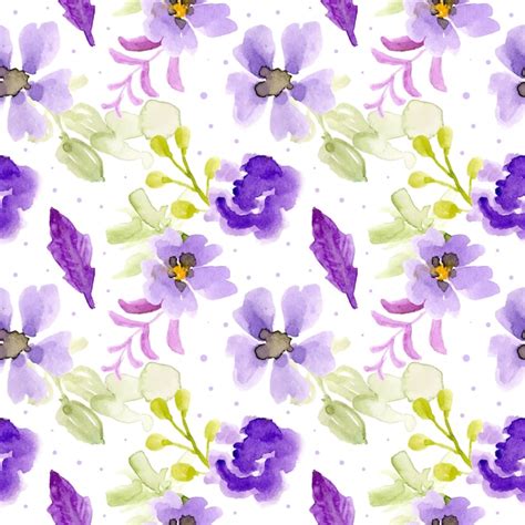 Premium Vector Purple Floral Watercolor Seamless Pattern