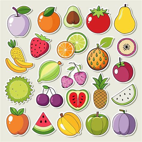 Colorful Fruit Illustration Collection Unique Fruit Images for Design ...