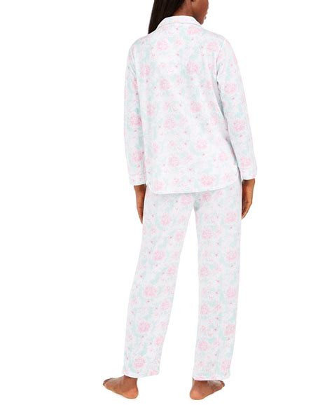 Miss Elaine Womens Floral Print Knit Pajama Set Macys