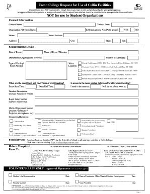 Fillable Online Collin Request For Use Of Collin Facilities Form