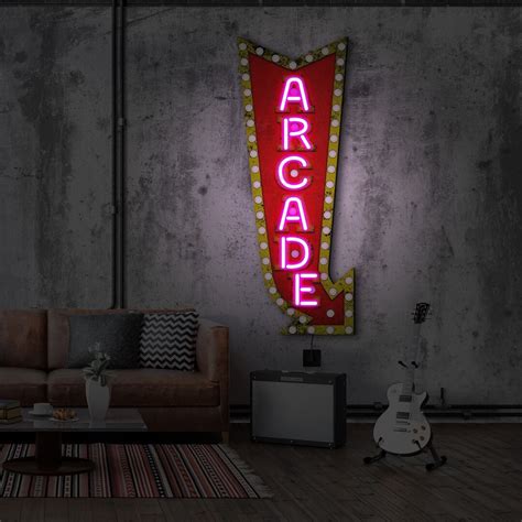 Arcade Neon Light Sign Arcade Led Sign Arcade Led Light Games Neon Sign Arcade Artwork Home